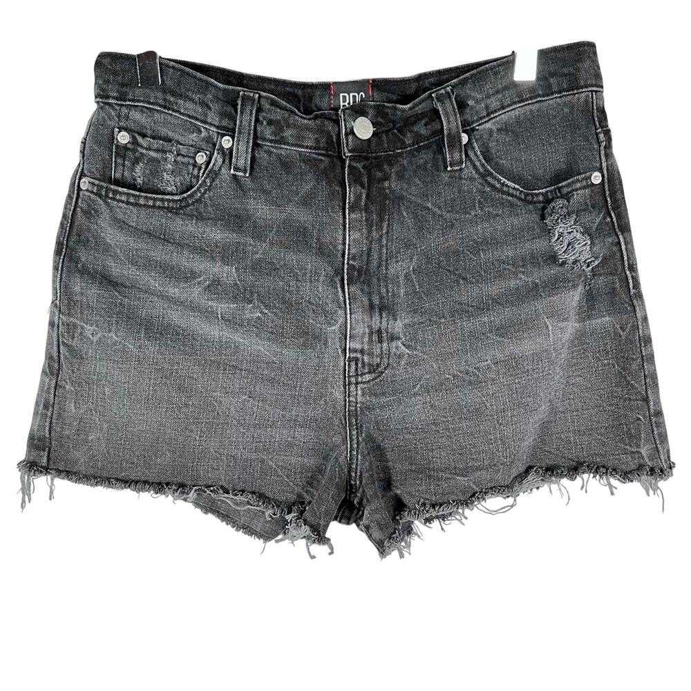 UO BDG Girlfriend High-Rise Jean Shorts 30 Black Cut Off Denim Stretch
